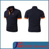 Men Black Polo Neck Cotton Shirt Top Garment (JS9010m)