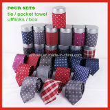 Custom 100% Handmade Woven Silk Tie Cufflinks Hanky with Box Set