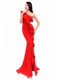 One Shoulder Red Mermaid Evening Dress
