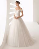Newest Beaded Lace Top Tulle Skirt off Shoulder Bridal Dress Wedding Gown