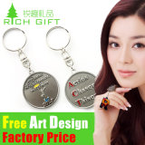 Promotion Shopping Trolley Coin Keyring with Metal Stick for Mothers