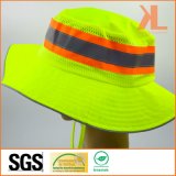 100% Polyester Neon Orange Bucket Hat with Reflective Piping