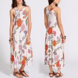 Fashion Women Leisure Casual Chiffon Flower Printed Beach Dress