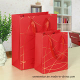 Red Paper Gift Bag with Gold Thread