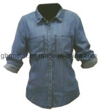 Ladies' 100% Cotton Denim Long Sleeve Shirt WH1008