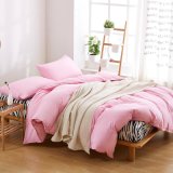 100% Microfiber Polyester Wholesale Duvet Cover Set in Solid Pink Color Bed Cover Sets with Duvet Cover/ Flat Sheet/ Pillowcase