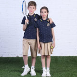 Custom Fashion Summer Primary School Uniform High Quality blue Polo Shirt and Khaki Shorts and Skirt