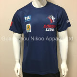 Custom Sublimated Sports Club Navy Blue Warm up T Shirts with Sponsor Logos