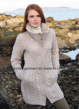 Women Winter Wool Heavy Sweater Coat with Buttons