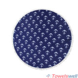 Printed Microfiber Circle Beach Towel with Tassels