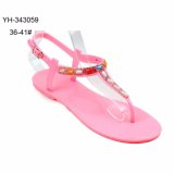 Clip Toe PVC Jelly Shoes Sandals with Rhinestone for Ladies
