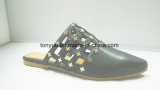 Women Shoes Lady PU Leather Shoes with Rivet Point Flat Sandal