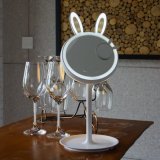 LED Lighted Makeup Mirror, 2 in 1 Rabbit-Shaped Folding Vanity Mirror with Table Lamp, Touch Screen Dimming
