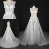 Custom Make Lace Appliqued Long Train Bridal Gown Wedding Dress