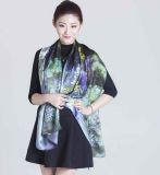 Silk Satin Scarf with Digital Printing for Women
