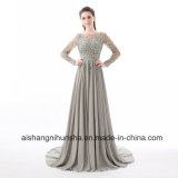 Beading Crystal Formal Long Sleeve Sexy Backless Evening Dresses