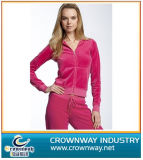Promotional Women's Lightweight Zip-up Tracksuit with Velvet Fabric
