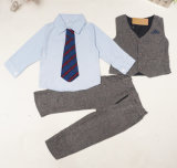 Baby Boys Suit, Grey Blue Shirt Vest Pants Bowtie 4 PCS Suit 2-7t