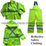 100% Polyester En 471 High Visibility Reflective Raincoat Suit