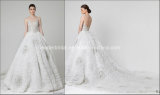 Strapless Ball Gowns Cathedral Train 3D Flowers Fashion Wedding Dresses Y1014