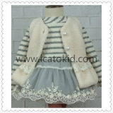 Pearl Button Wool Blend Coat for Children Girls