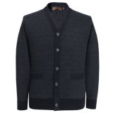Bn1660 Men's Yak and Wool Blended Luxury V Neck Cardigan Knitted Sweater