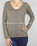 Women Knitted V Neck Cardigan with Buttons (12AW-302)