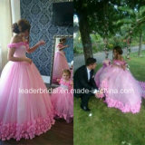 Pink Flowers Bridal Ball Gowns off Shoulder Wedding Dress Hb196
