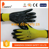 Ddsafety 2017 13 Gauge Yellow Nylon Shell Black Nitrile Coating Gloves