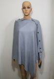 Lady Fashion Acrylic Knitted Button Shawl (YKY4405-2)