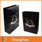 Black Paper Gift Bag with Hot Stamping Customized Logo