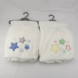 Flannel Baby Blanket with Embroidery Soft Handfeel Whip Stitched Edge