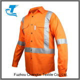 Mens Hi Vis Safety Cotton Drill Work Shirt
