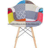 Style Tulip Dining Arm Chair White Chair Blue Cushion