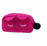 Ladies Fashion Cat Shaped Velvet Cosmetic Bag with Zipper