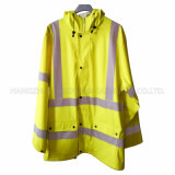 Yellow Safety PU Raincoat for Adult