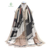Fashion Shawl with Geometric Letters Printed Thick Satin Lady Scarf