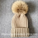 Online Handmade Real Raccoon Fur POM POM-Poms Knitted Hat