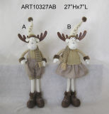 Merry Christmas Standing Reindeer Couple with Knitted Shirt-2asst