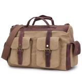 Double Handstraps Travelbag Real Leather Washed Canvas Sport Duffel Bag (RS-PTB617A)