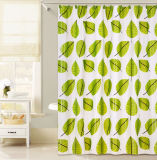 Green Leaf Design PEVA Shower Curtain for Bathroom
