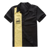 Hot Sell Men Black Bowling Shirts with Embroidered
