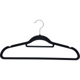 Plastic Black Velvet Flocked Clothes Shirt Hanger