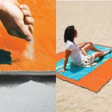 Sand Free Folding Picnic Blanket Rug Straw Beach Mat Chair Cushion