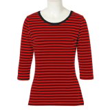 Custom T Shirt Wholesale China Clothes Women Ladies Striped Tops