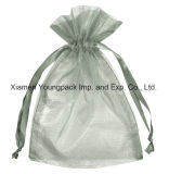 Wholesale Bulk Personalized Custom Printed Silver Grey Jewelry Gift Drawstring Pouch Organza Bag