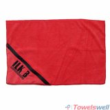 Embroidered Microfiber Terry Sports Towel with Zipper Pocket