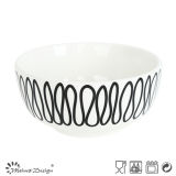 14cm Porcelain Rice Bowl with Geometrical Decal Design