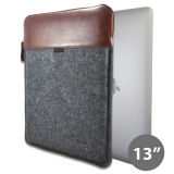 Fashion Gray Felt Handbags Bag Sleeve Pouch Laptop Bag Sleeve with PU Patch (FLB011)