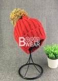Popular Fashion OEM Plain Dotted Yarn Knitted Beanie Hat with POM